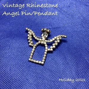🆕Vintage Rhinestone Angel Pin/Pendant